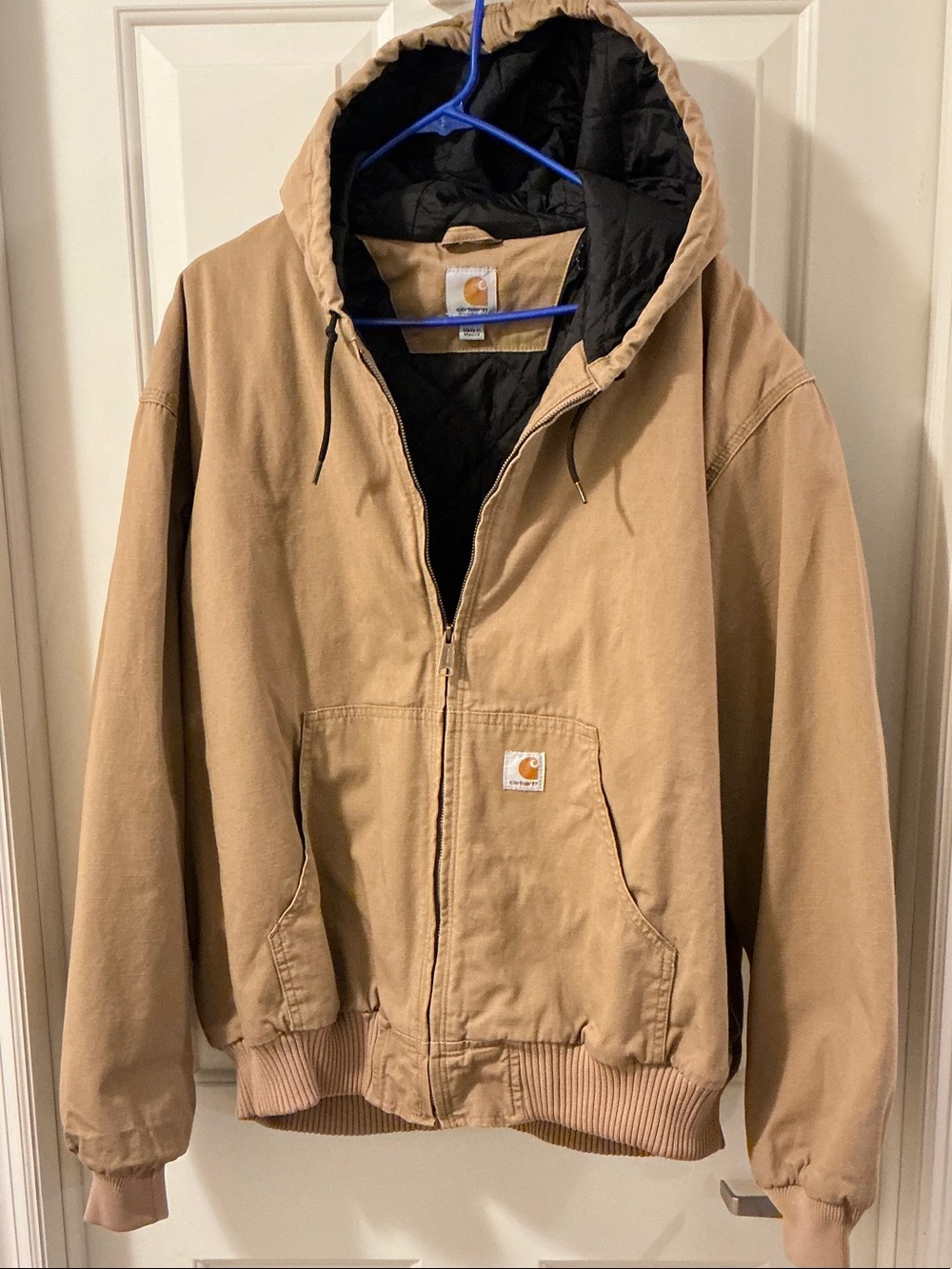 Carhartt Canvas Hooded Work Barn Chore Coat Light Brown 2XL Looks Unworn